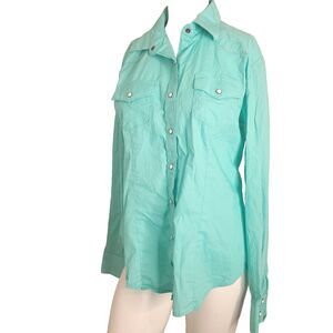 Sherry Cervi Resistol Large pearl snap button western button front shirt top